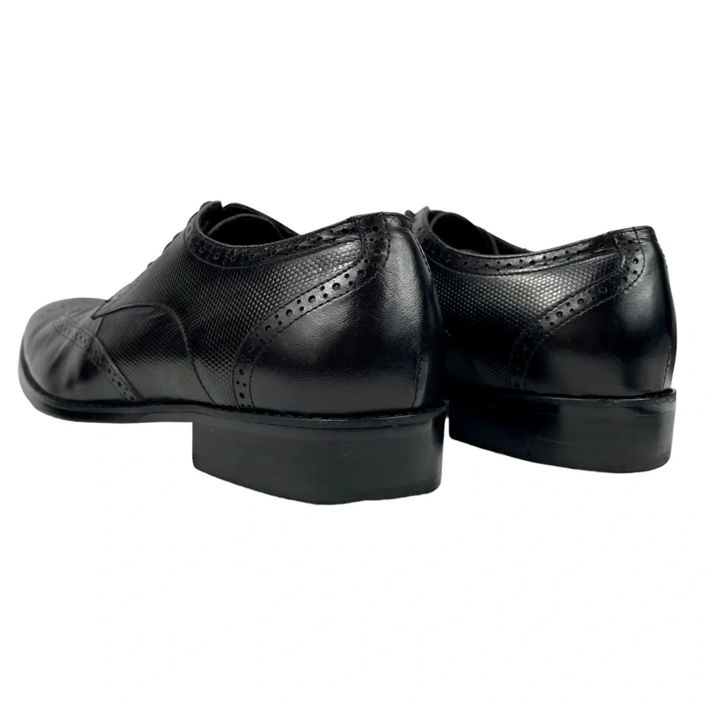 Stacy Adam Men’s 11.5 M Black Wing Tip Leather‎ Oxford Derby Lace Up Shoes